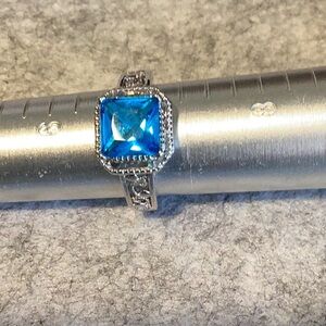 Elegant Blue Gemstone Silver Ring